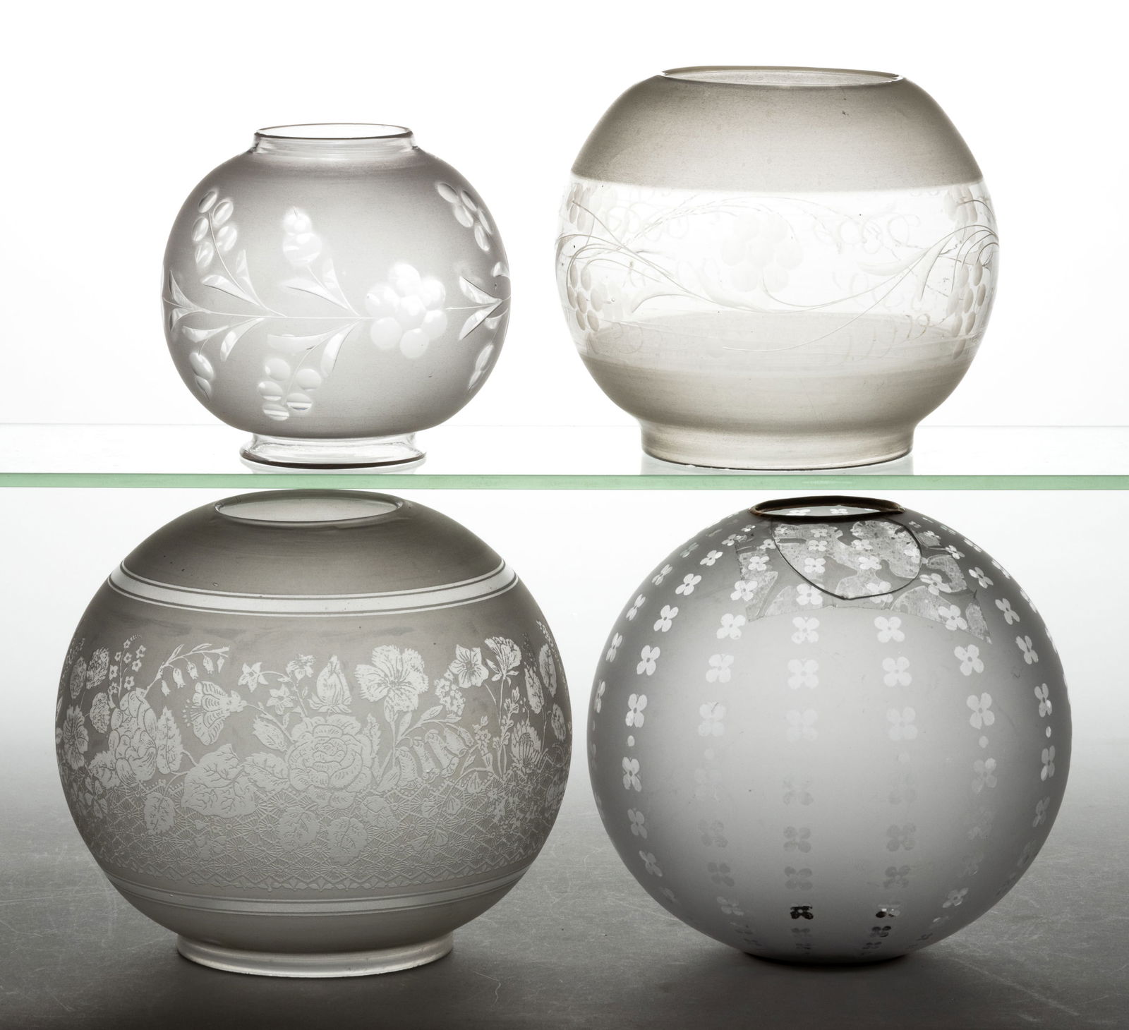 ASSORTED ENGRAVED AND ETCHED LAMP SHADES, LOT OF FOUR (1 of 1)