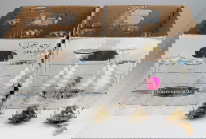 ASSORTED NO. 1 AND NO. 2 GLASS KEROSENE LAMP SLIP CHIMNEYS, LOT OF 34