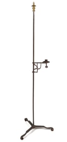 WROUGHT IRON AND BRASS ADJUSTABLE STANDING CANDLE STICK