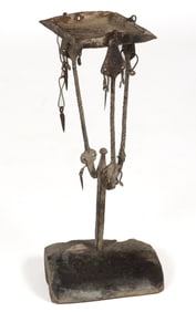 WROUGHT IRON TABLE-TOP PAN FAT / GREASE LAMP