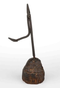 IRISH / SCOTTISH WROUGHT-IRON TABLE-TOP PEERMAN / RUSHLIGHT / SPLINT HOLDER