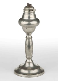 ROSWELL GLEASON PEWTER LARD OIL STAND LAMP