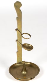 LARGE BRASS ADJUSTABLE OIL / CANDLE STAND