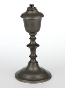 F. PORTER PEWTER WHALE OIL STAND LAMP