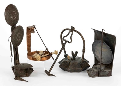 ASSORTED METALS LIGHTING ARTICLES, LOT OF FOUR