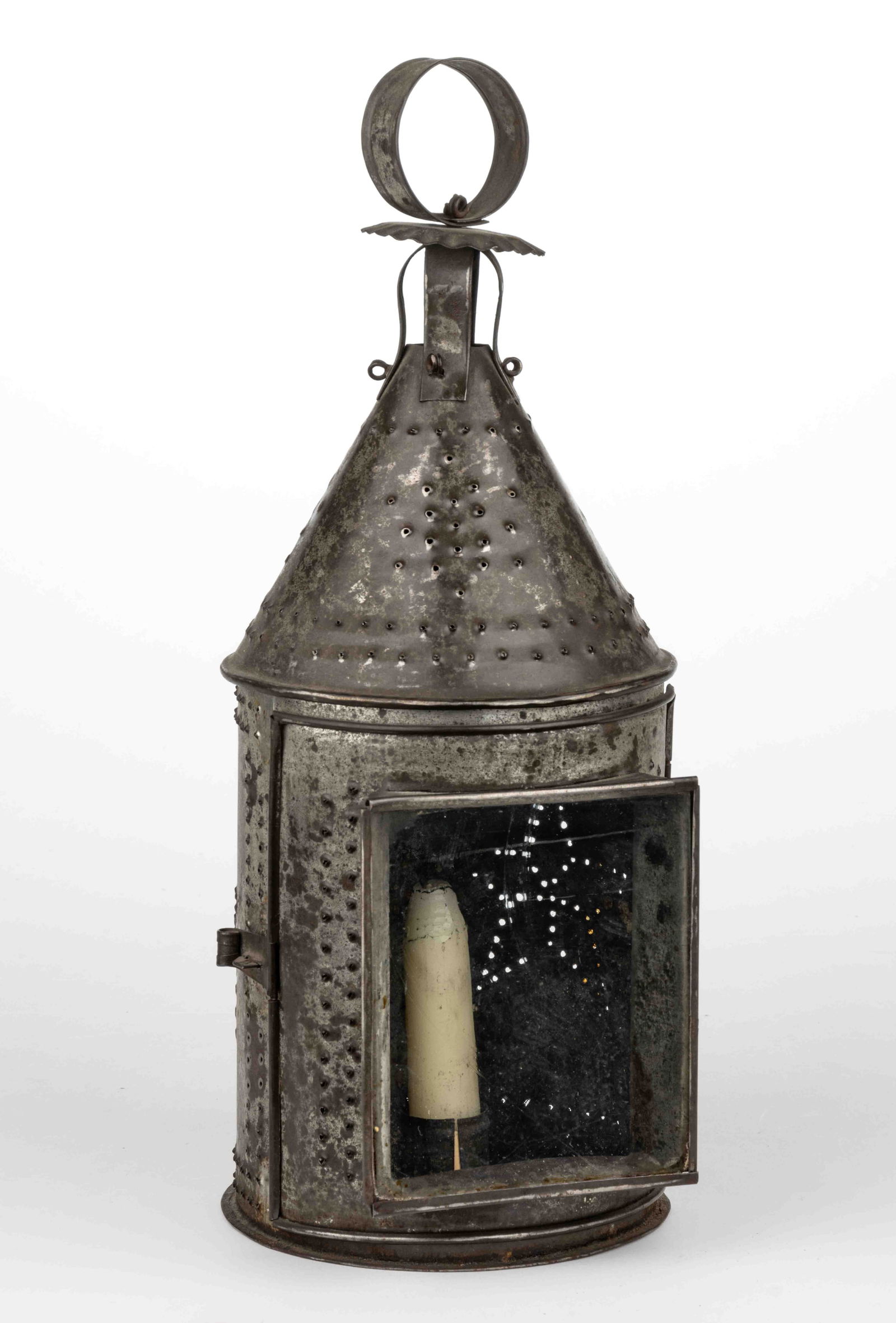 PIERCED AND PUNCHED SHEET-IRON / TIN CANDLE LANTERN (1 of 2)