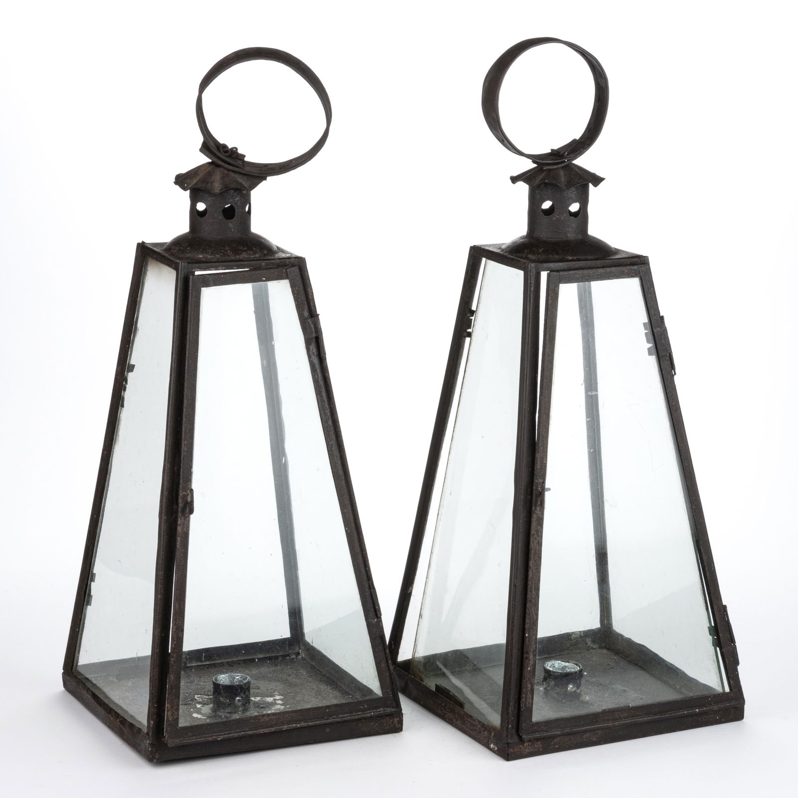SHEET-IRON / TIN CANDLE LANTERNS, PAIR (1 of 1)