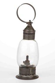 BLOWN-MOLDED GLOBE AND PIERCED SHEET-IRON / TIN LANTERN