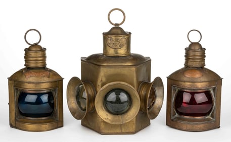 ASSORTED BRASS MARINE LANTERNS, LOT OF THREE