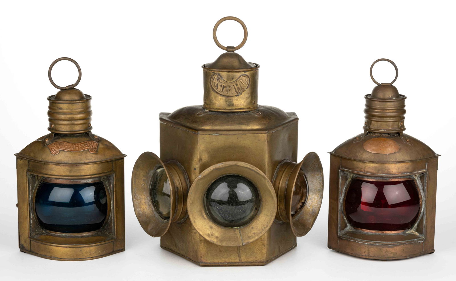 ASSORTED BRASS MARINE LANTERNS, LOT OF THREE (1 of 3)