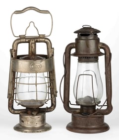ASSORTED SHEET-IRON TUBULAR LANTERNS, LOT OF TWO