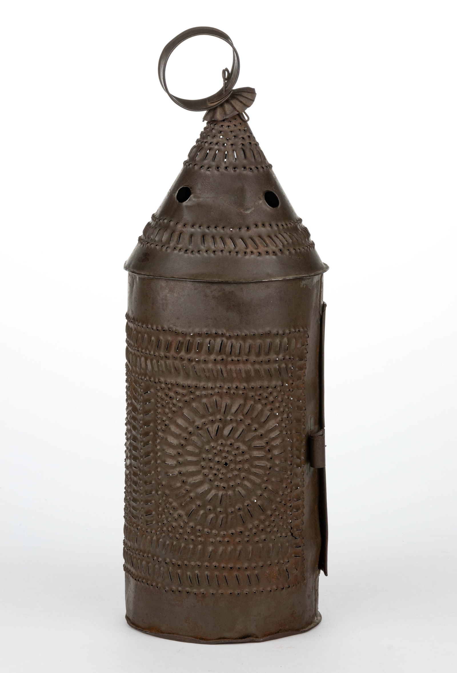AMERICAN PIERCED AND PUNCHED SHEET-IRON / TIN CANDLE LANTERN (1 of 2)