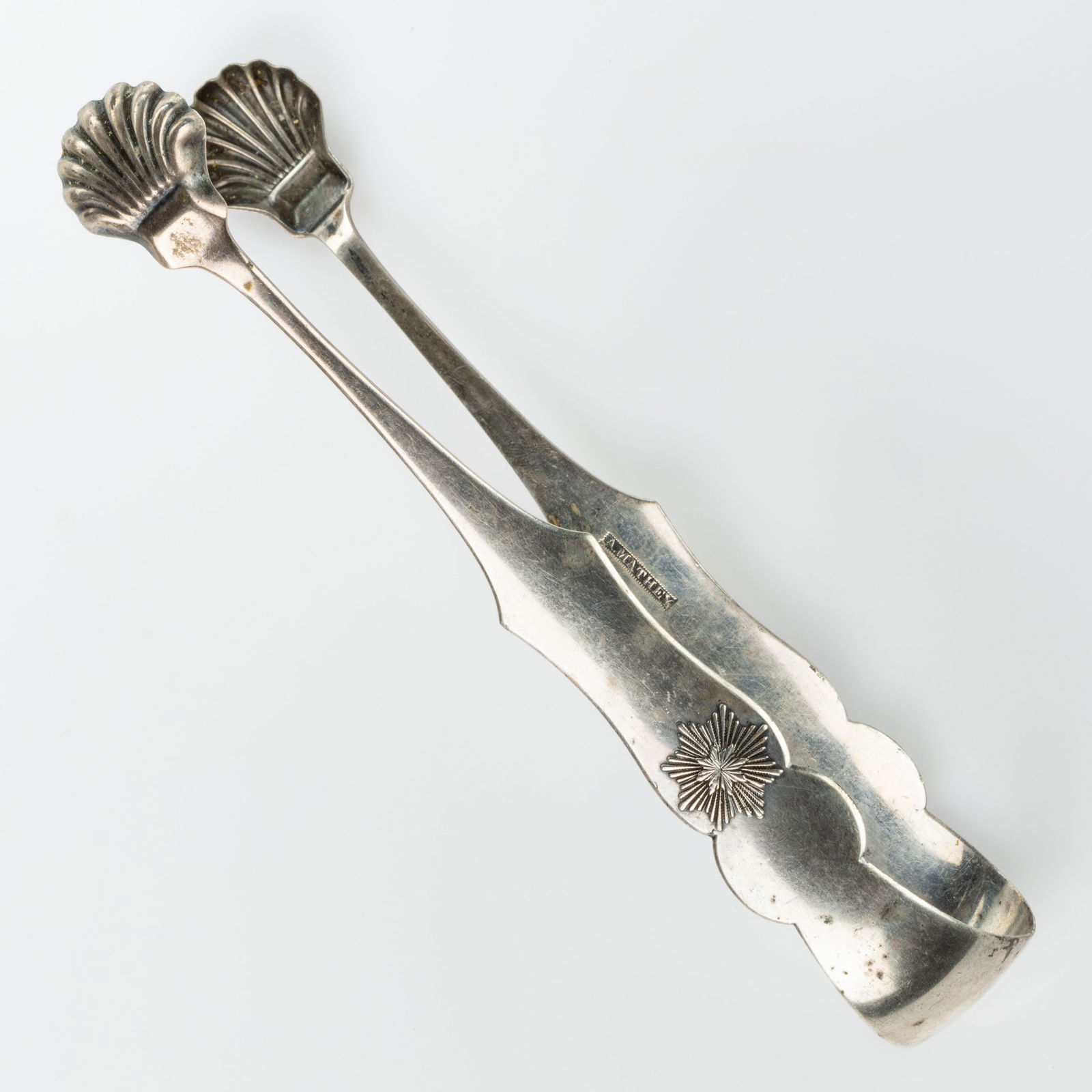 A. MATHEY, LOUISVILLE, KENTUCKY ATTRIBUTED COIN SILVER SUGAR TONGS (1 of 2)