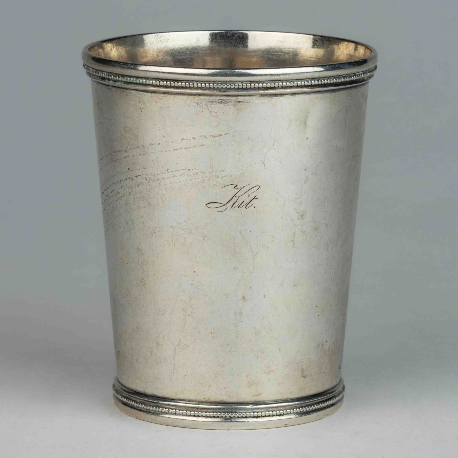 W.R. EVANS, CINCINNATI, OHIO OR COVINGTON, KENTUCKY COIN SILVER JULEP CUP / BEAKER (1 of 2)