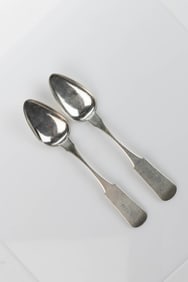 ASA BLANCHARD, LEXINGTON, KENTUCKY COIN SILVER DESSERT / SOUP SPOONS, PAIR