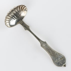 MCCLURE & VALENTI, BOWLING GREEN, KENTUCKY COIN SILVER CREAM / SAUCE LADLE