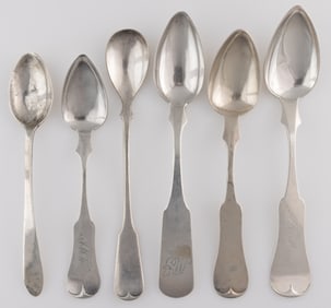 MAYSVILLE, KENTUCKY, AND POSSIBLY OTHER, COIN AND SILVER SPOONS, LOT OF SIX
