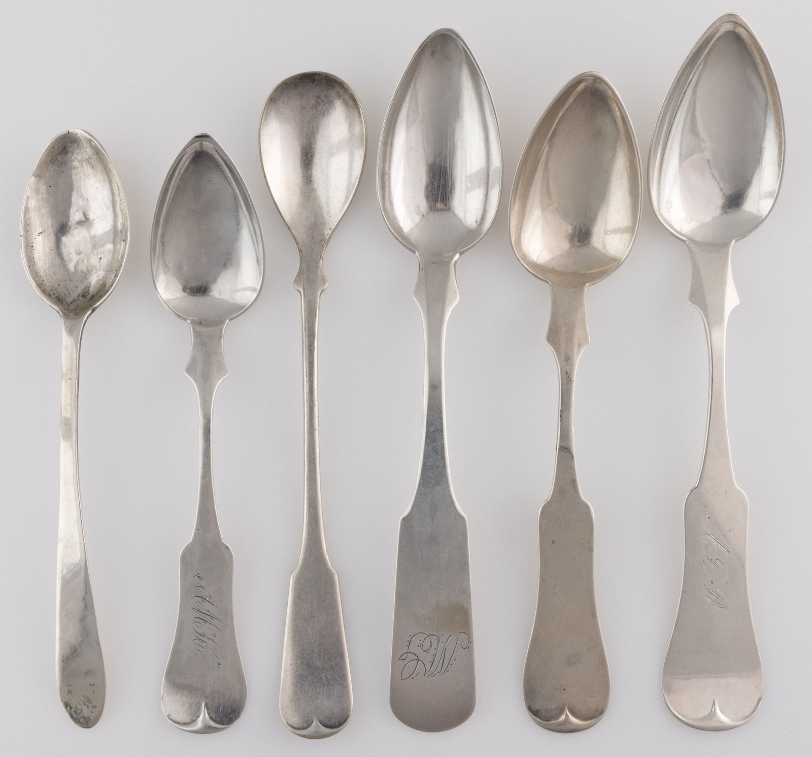 MAYSVILLE, KENTUCKY, AND POSSIBLY OTHER, COIN AND SILVER SPOONS, LOT OF SIX (1 of 2)