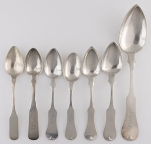 MT. STERLING, RICHMOND, AND OTHER, KENTUCKY COIN SILVER SPOONS, LOT OF SEVEN