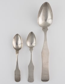 ELIZABETHTOWN, SPRINGFIELD, AND BARDSTOWN, KENTUCKY COIN SILVER SPOONS, LOT OF THREE