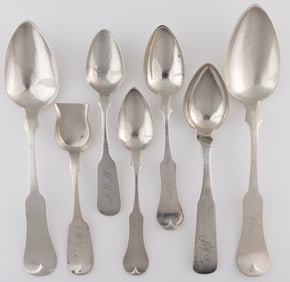 GLASGOW, KENTUCKY AND OTHER COIN SILVER SPOONS, LOT OF SIX