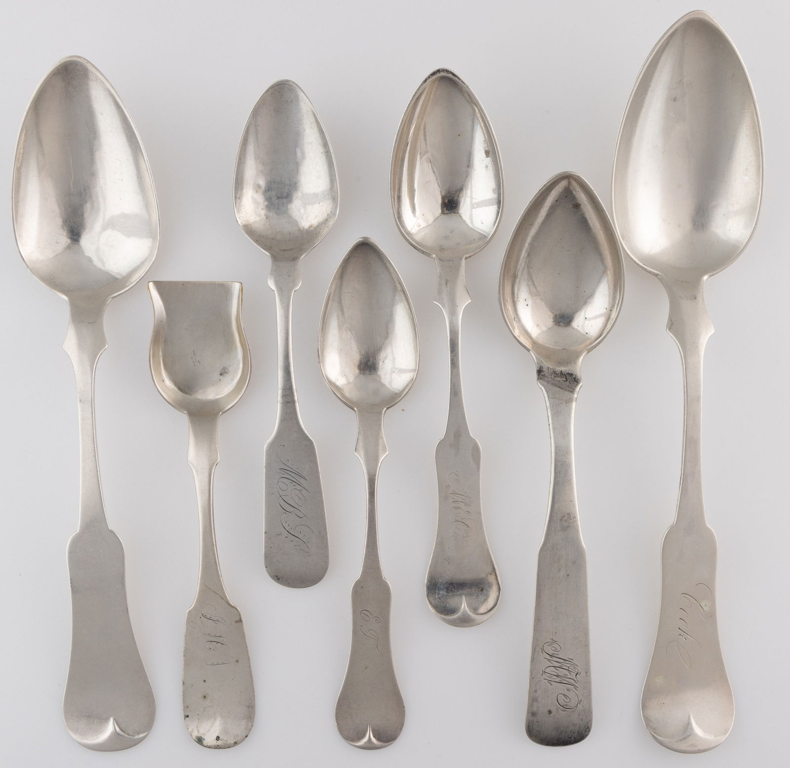 GLASGOW, KENTUCKY AND OTHER COIN SILVER SPOONS, LOT OF SIX (1 of 2)