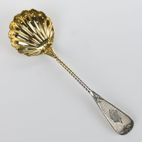 JOHN KITTS, LOUISVILLE, KENTUCKY COIN SILVER PIERCED SERVING SPOON