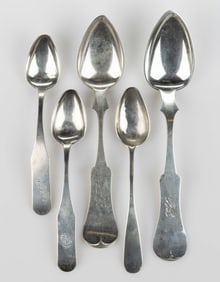 DANVILLE, KENTUCKY COIN SILVER SPOONS, LOT OF FIVE