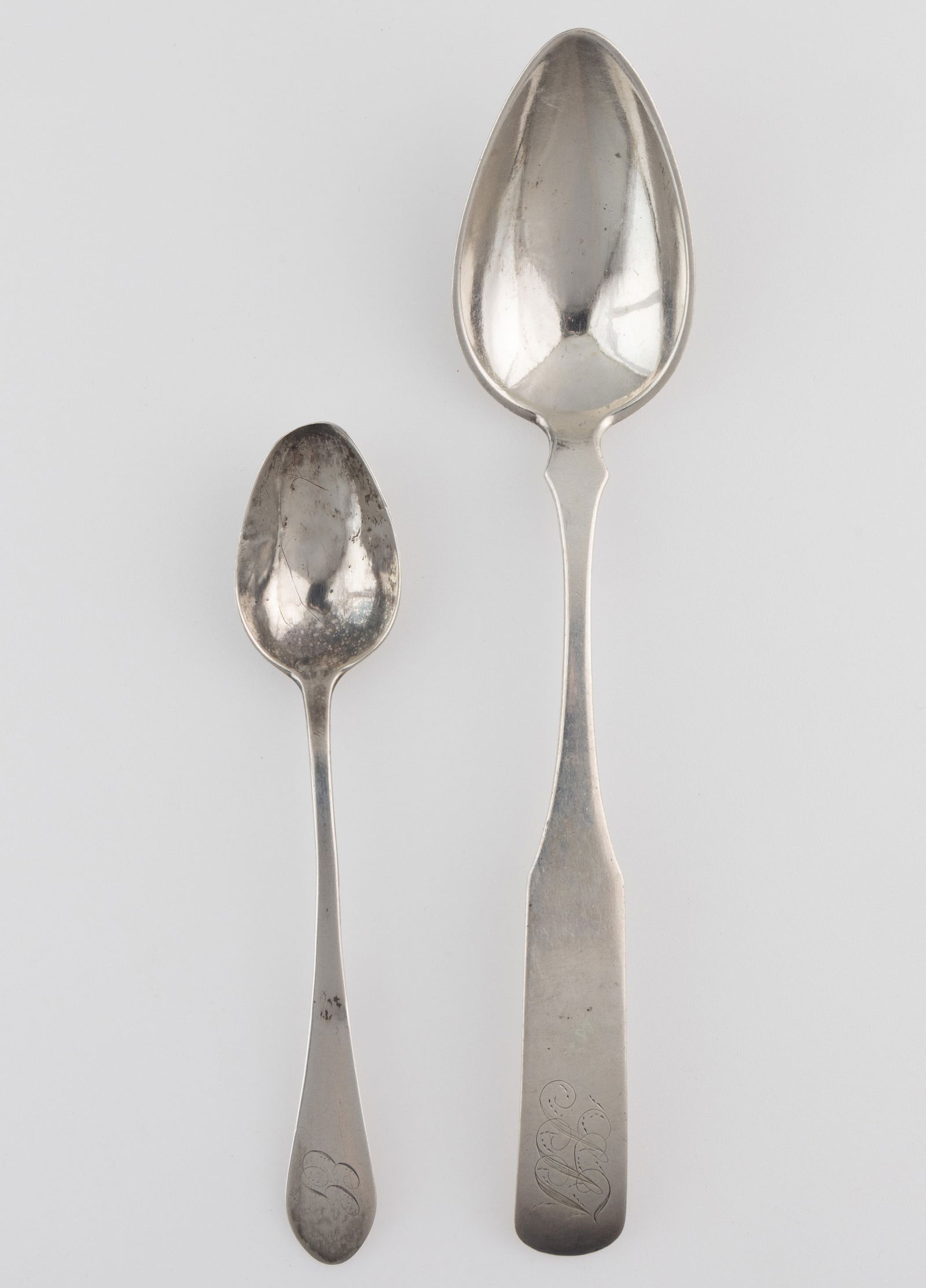 S.T. TONCRAY, SHELBYVILLE, KENTUCKY ATTRIBUTED COIN SILVER SPOONS, LOT OF TWO (1 of 2)
