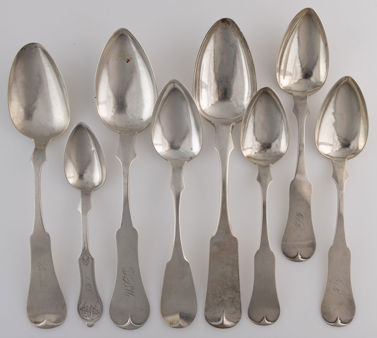 LEXINGTON, KENTUCKY STERLING AND COIN SILVER SPOONS, LOT OF EIGHT (1 of 2)