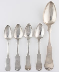 PARIS, KENTUCKY AND OTHER COIN AND OTHER SILVER SPOONS, LOT OF FIVE