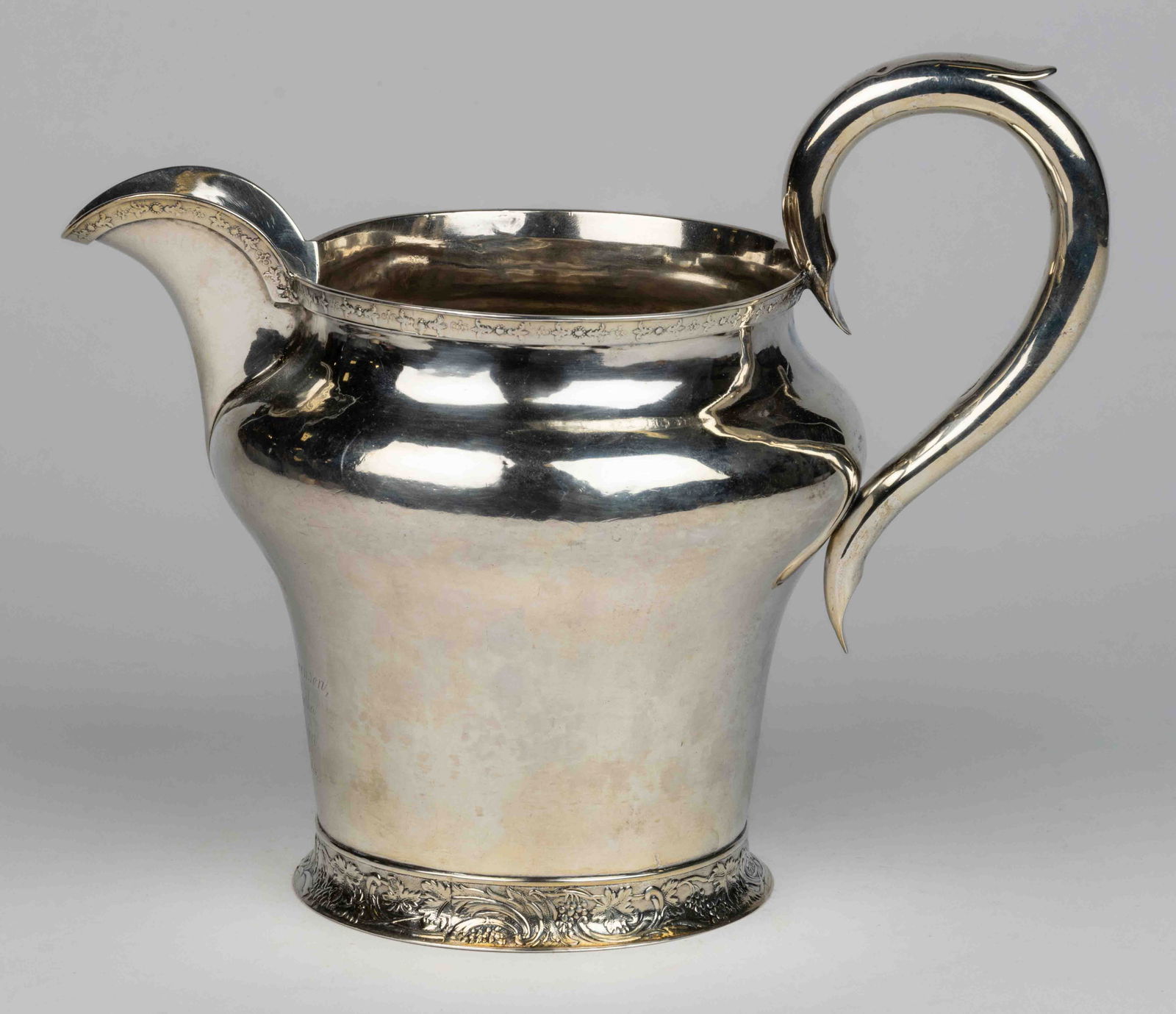 BOSTON, MASSACHUSETTS PRESENTATION COIN SILVER WATER PITCHER (1 of 3)