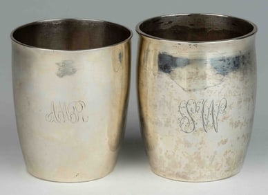 MOULTON BROTHERS, MASSACHUSETTS COIN SILVER CUPS / BEAKERS, LOT OF TWO
