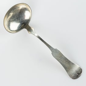 FREMONT, OHIO RETAILED ATTRIBUTED COIN SILVER SAUCE LADLE