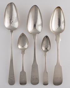 RICHMOND, VIRGINIA AND OTHER COIN SILVER SPOONS, LOT OF FIVE