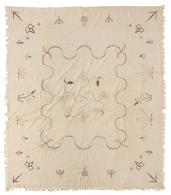 ROCKBRIDGE CO., VIRGINIA LATE 18TH CENTURY EMBROIDERED COVERLET