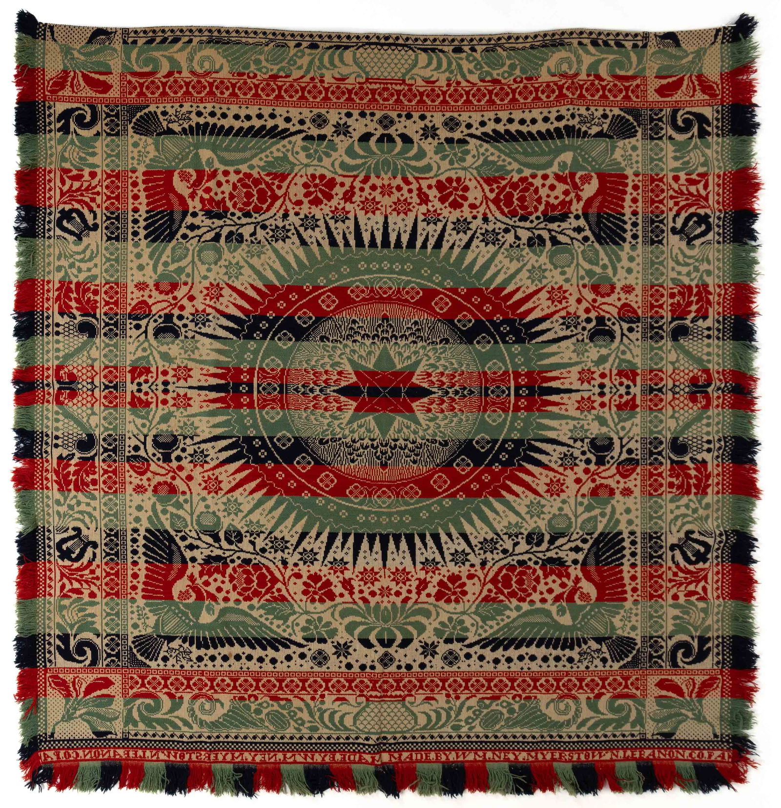 LEBANON CO., PENNSYLVANIA SIGNED JACQUARD COVERLET (1 of 5)