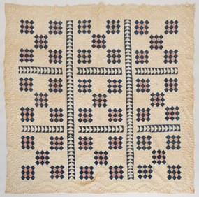 NORTH CAROLINA "CHECKERBOARD" PIECED AND TRAPUNTO QUILT