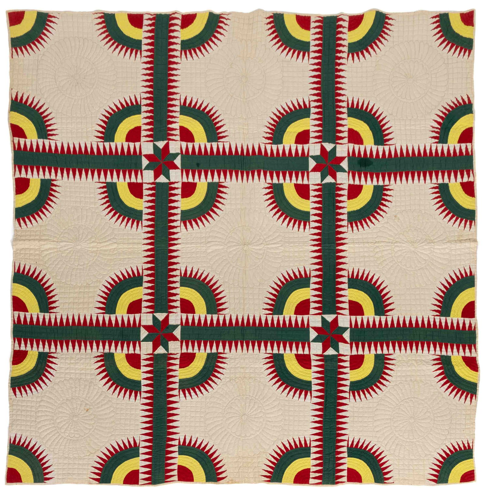 MID-ATLANTIC "CROWN OF THORNS / NEW YORK BEAUTY" PIECED QUILT (1 of 6)