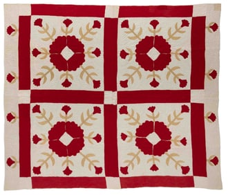 SHENANDOAH VALLEY OF VIRGINIA "COCKSCOMB" VARIATION APPLIQUE QUILT