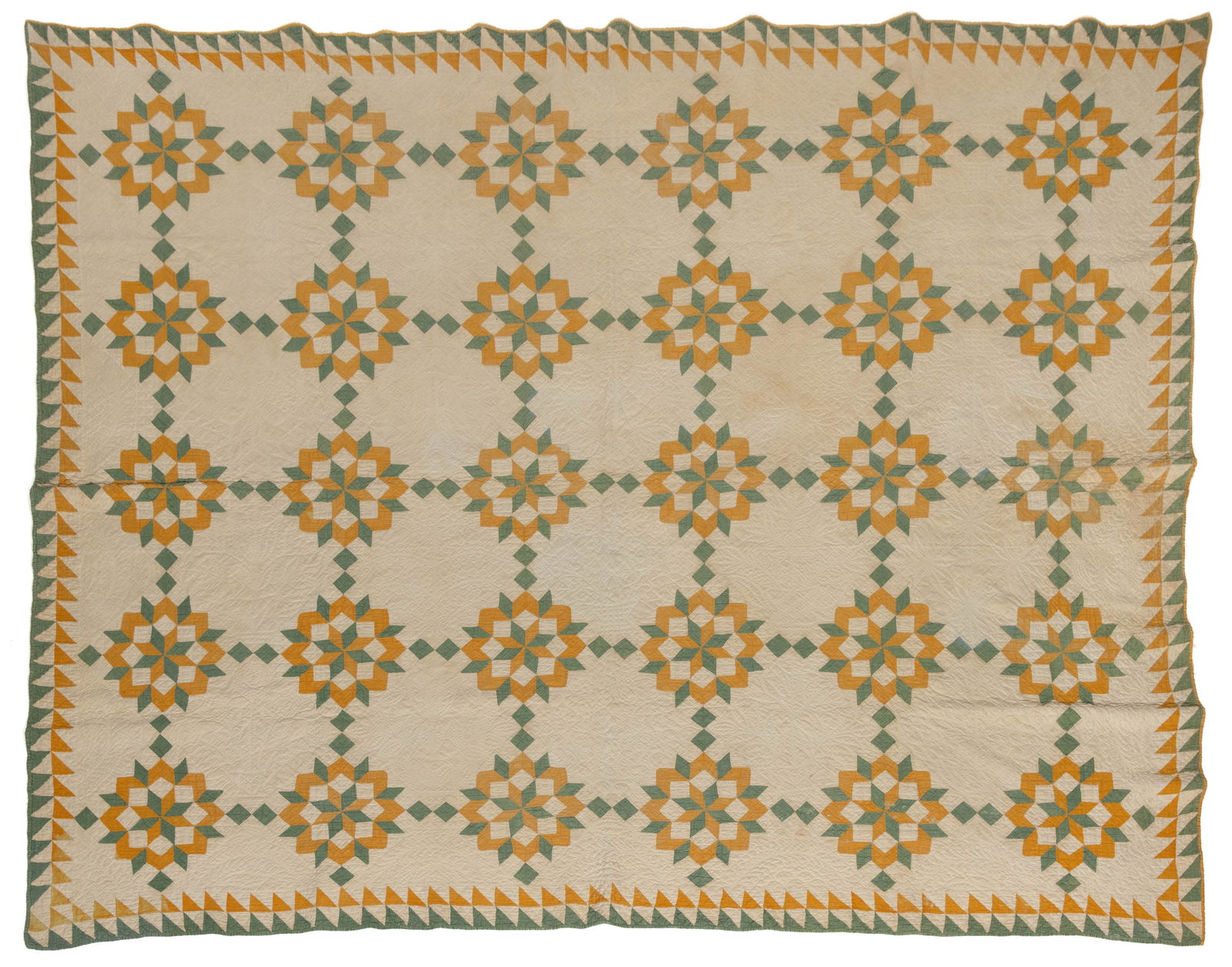 AMERICAN "DOUBLE STAR / BROKEN STAR" PIECED QUILT (1 of 6)