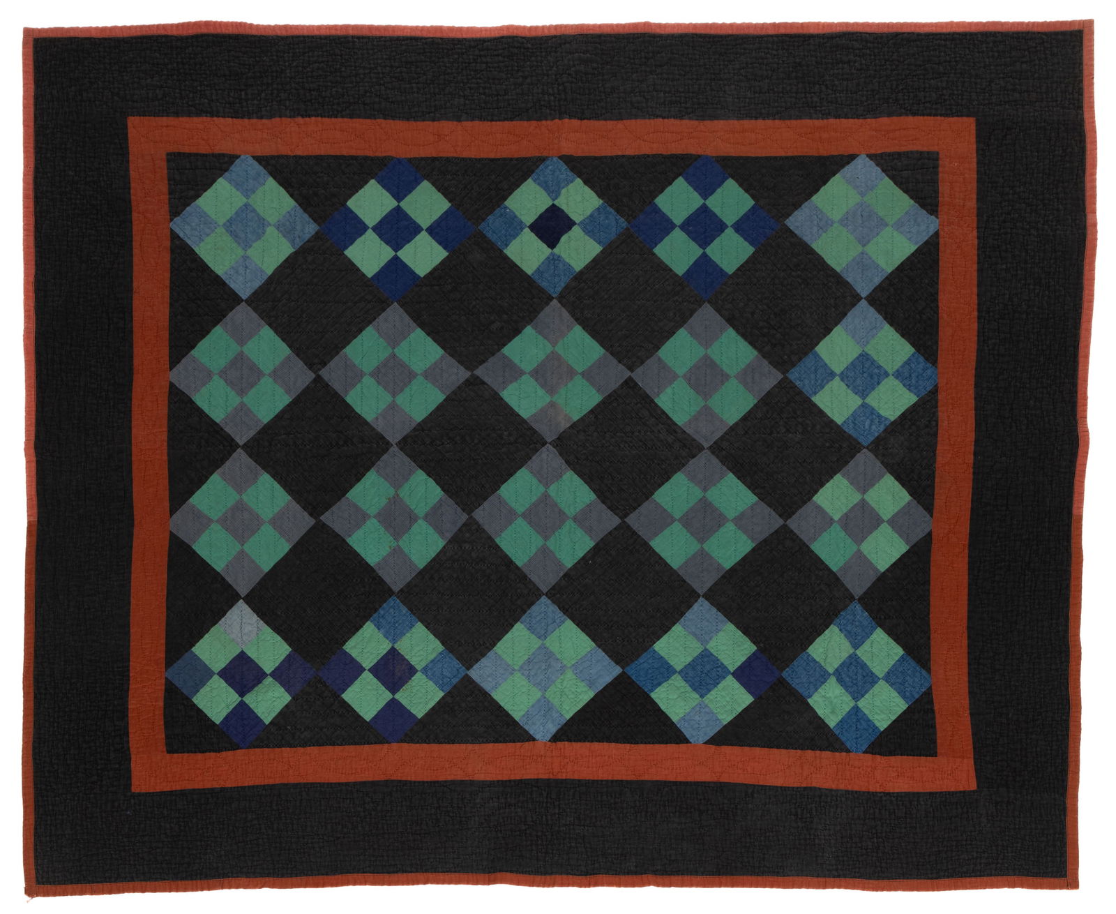 AMERICAN AMISH / MENNONITE NINE PATCH PIECED YOUTH QUILT (1 of 4)