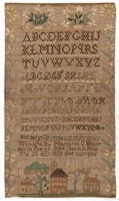 MECKLENBURG CO. / UNION CO., NORTH CAROLINA PICTORIAL NEEDLEWORK SAMPLER