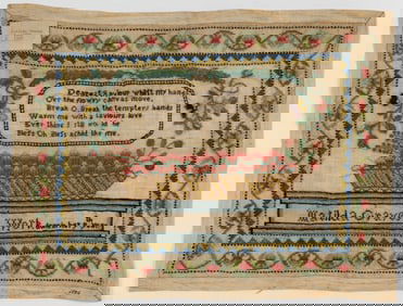 PHILADELPHIA, PENNSYLVANIA PRESENTATION-TYPE PICTORIAL NEEDLEWORK SAMPLER