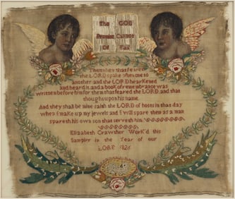 BRITISH RELIGIOUS PICTORIAL NEEDLEWORK SAMPLER