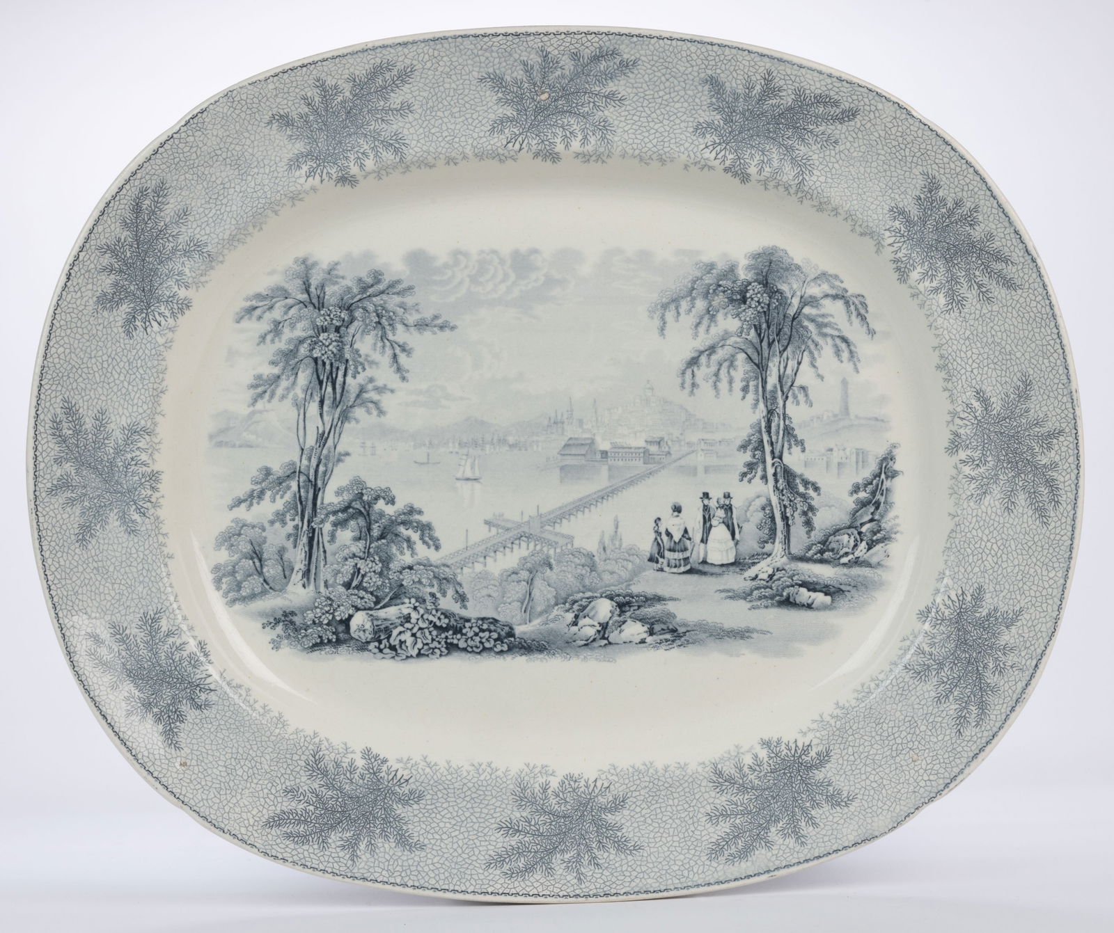 STAFFORDSHIRE TRANSFER-PRINTED AMERICAN VIEW CERAMIC PLATTER (1 of 2)