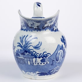 STAFFORDSHIRE TRANSFER-PRINTED CHINOISERIE ELEPHANT MOTIF CERAMIC JUG