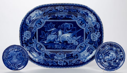 STAFFORDSHIRE TRANSFER-PRINTED GAME BIRDS PLATTER