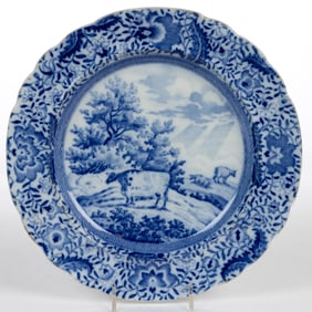 STAFFORDSHIRE TRANSFER-PRINTED DURHAM OX MOTIF CERAMIC PLATE