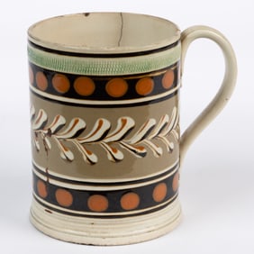 BRITISH PEARLWARE DIPPED WARE / MOCHA CERAMIC MUG
